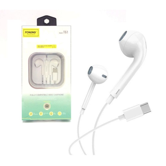 Foneng Wired Earphone T61 Type C 1.2m White